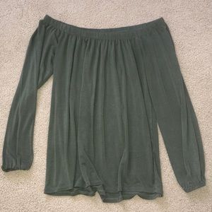 Hollister off the shoulder green long sleeve